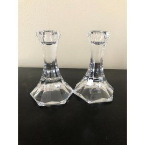 Crystal Glass Candlestick Holder Set of 2 Towle Austria